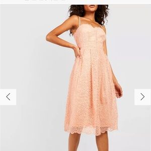 BOOHOO boutique embroidered strappy midi skater dress
